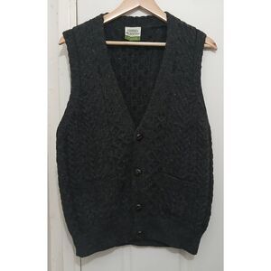 Shannon woolen mills Ireland womens small cable knit sweater vest gray